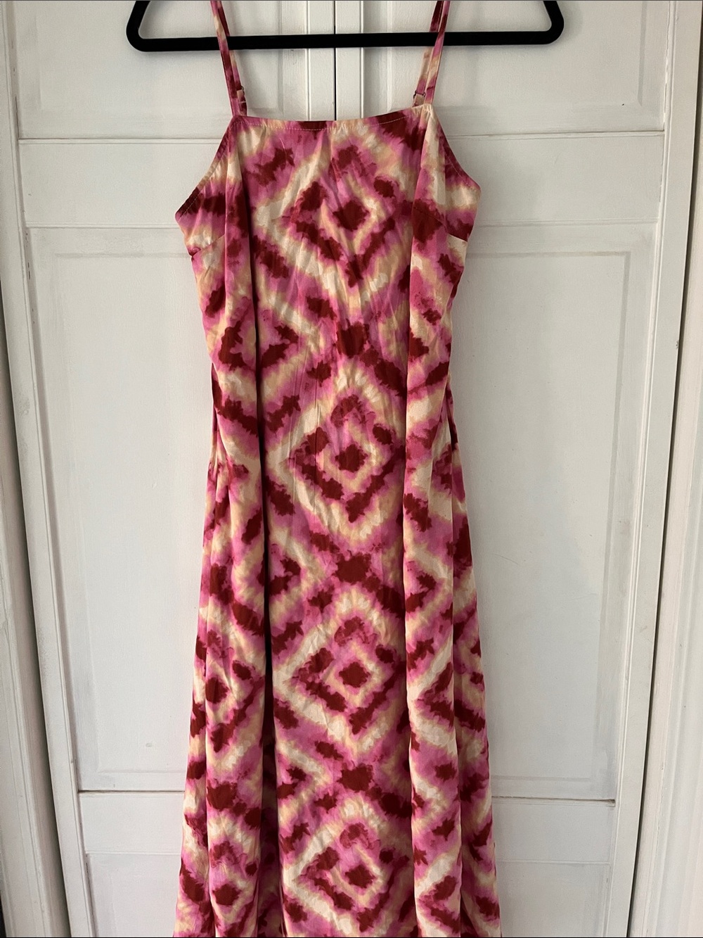 Japna Pink and Cream Diamond-Print Maxi Dress